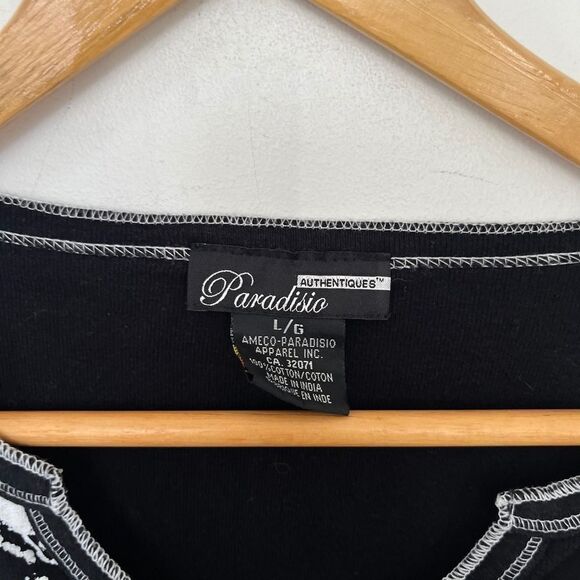 Paradisio Black White Italy Graphics V-neck Y2K style T-shirt - Picture 6 of 6